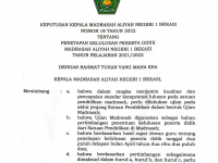 PENGUMUMAN SK PENETAPAN KELULUSAN PESERTA DIDIK KELAS XII MADRASAH ALIYAH NEGERI 1 BEKASI TAHUN PELAJARAN 2021/2022
