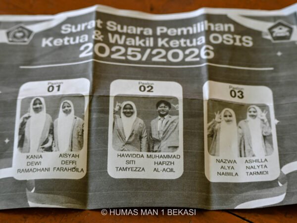 Pesta Demokrasi OSIS MAN 1 Bekasi 2025/2026: Ashilla – Nazwa Terpilih Sebagai Ketua dan Wakil Ketua